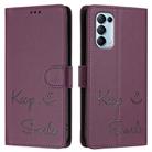 For OPPO Reno5 4G / Reno5 5G Smile Embossing RFID Leather Phone Case(Violet) - 3