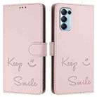 For OPPO Find X3 Lite Smile Embossing RFID Leather Phone Case(Pink) - 3