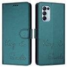 For OPPO Find X3 Lite Smile Embossing RFID Leather Phone Case(Peacock Green) - 3