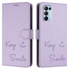 For OPPO Find X3 Lite Smile Embossing RFID Leather Phone Case(Light Purple) - 3