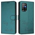 For OPPO A94 5G Global / Reno5 Z Smile Embossing RFID Leather Phone Case(Peacock Green) - 3