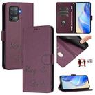 For OPPO F19 Pro / Reno5 F Smile Embossing RFID Leather Phone Case(Violet) - 1