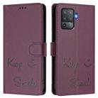 For OPPO F19 Pro / Reno5 F Smile Embossing RFID Leather Phone Case(Violet) - 3