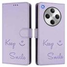 For OPPO Find X8 Smile Embossing RFID Leather Phone Case(Light Purple) - 3