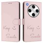 For OPPO Find X8 Pro Smile Embossing RFID Leather Phone Case(Pink) - 3