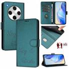 For OPPO Find X8 Pro Smile Embossing RFID Leather Phone Case(Peacock Green) - 1