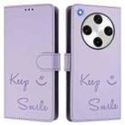 For OPPO Find X8 Pro Smile Embossing RFID Leather Phone Case(Light Purple) - 3