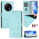 For OPPO A5 Pro China Smile Embossing RFID Leather Phone Case(Mint Green) - 1