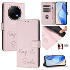 For OPPO A5 Pro China Smile Embossing RFID Leather Phone Case(Pink) - 1