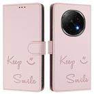 For OPPO A5 Pro China Smile Embossing RFID Leather Phone Case(Pink) - 2