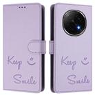 For OPPO A5 Pro China Smile Embossing RFID Leather Phone Case(Light Purple) - 2