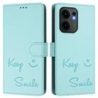 For OPPO Reno13 F 5G Smile Embossing RFID Leather Phone Case(Mint Green) - 2