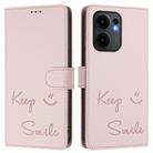 For OPPO Reno13 F 5G Smile Embossing RFID Leather Phone Case(Pink) - 2