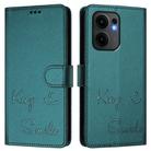 For OPPO Reno13 F 5G Smile Embossing RFID Leather Phone Case(Peacock Green) - 2