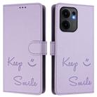 For OPPO Reno13 F 5G Smile Embossing RFID Leather Phone Case(Light Purple) - 2