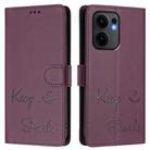 For OPPO Reno13 F 5G Smile Embossing RFID Leather Phone Case(Violet) - 2