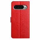 For Google Pixel 9 / 9 Pro Flower Embossed Leather Phone Case(Red) - 3