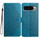 For Google Pixel 9 / 9 Pro Flower Embossed Leather Phone Case(Blue) - 1