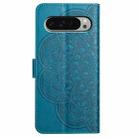 For Google Pixel 9 / 9 Pro Flower Embossed Leather Phone Case(Blue) - 3