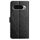 For Google Pixel 9 / 9 Pro Flower Embossed Leather Phone Case(Black) - 3