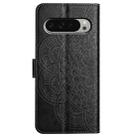 For Google Pixel 9 Pro XL Flower Embossed Leather Phone Case(Black) - 3