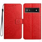 For Google Pixel 9a Flower Embossed Leather Phone Case(Red) - 1