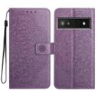 For Google Pixel 9a Flower Embossed Leather Phone Case(Purple) - 1