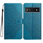 For Google Pixel 9a Flower Embossed Leather Phone Case(Blue) - 1