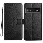 For Google Pixel 9a Flower Embossed Leather Phone Case(Black) - 1