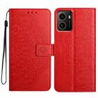 For HMD Pulse+ Flower Embossed Leather Phone Case(Red) - 1