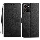 For HMD Pulse+ Flower Embossed Leather Phone Case(Black) - 1