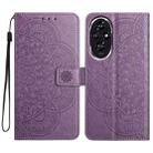 For Honor 200 Flower Embossed Leather Phone Case(Purple) - 1