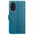 For Honor 200 Flower Embossed Leather Phone Case(Blue) - 3