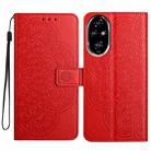 For Honor 200 Pro Flower Embossed Leather Phone Case(Red) - 1