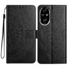 For Honor 200 Pro Flower Embossed Leather Phone Case(Black) - 1