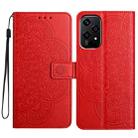 For Honor 200 Lite Global Flower Embossed Leather Phone Case(Red) - 1