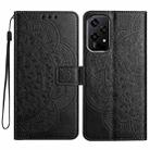 For Honor 200 Lite Global Flower Embossed Leather Phone Case(Black) - 1