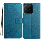 For Honor X5b Flower Embossed Leather Phone Case(Blue) - 1