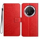 For Honor X9c Flower Embossed Leather Phone Case(Red) - 1