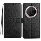 For Honor X9c Flower Embossed Leather Phone Case(Black) - 1