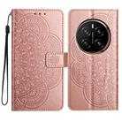 For Honor Magic7 Flower Embossed Leather Phone Case(Rose Gold) - 1