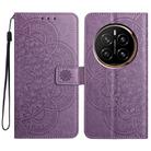 For Honor Magic7 Pro Flower Embossed Leather Phone Case(Purple) - 1
