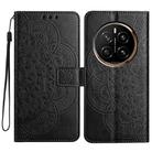 For Honor Magic7 Pro Flower Embossed Leather Phone Case(Black) - 1