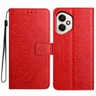 For Honor 400 Global 156.5mm Flower Embossed Leather Phone Case(Red) - 1