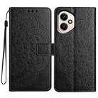 For Honor 400 Global 156.5mm Flower Embossed Leather Phone Case(Black) - 1