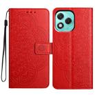 For Honor 400 Lite Global Flower Embossed Leather Phone Case(Red) - 1