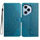 For Honor 400 Pro Global 160.8mm Flower Embossed Leather Phone Case(Blue) - 1
