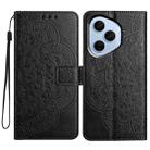For Honor 400 Pro Global 160.8mm Flower Embossed Leather Phone Case(Black) - 1