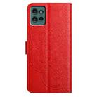 For Motorola Edge 50 5G Flower Embossed Leather Phone Case(Red) - 3