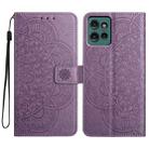 For Motorola Edge 50 5G Flower Embossed Leather Phone Case(Purple) - 1